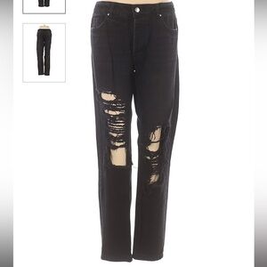 AFRM Black Distressed Denim Relaxed Straight Boyfriend Jeans Size 27